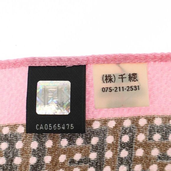 Fendi×chiso Cherry Blossoms Fuji And Tower Crepe Shawl Brown×pink - Picture 2 of 4